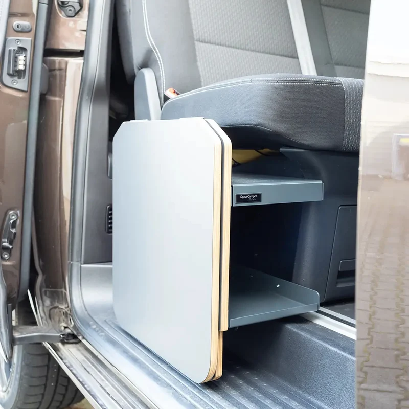 TableBox Stauraum mit Klapptisch für VW T5 / T6 / T6.1 Multivan & Beach von SpaceCamper Modular