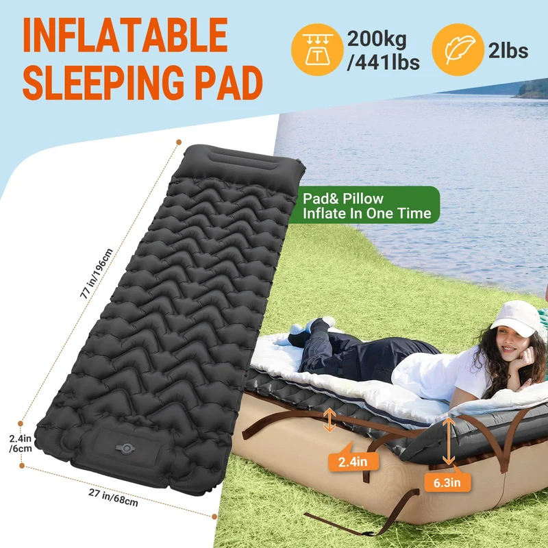 KingCamp Camping Air Bed Frame with Ultralight Inflatable Backpacking Pads