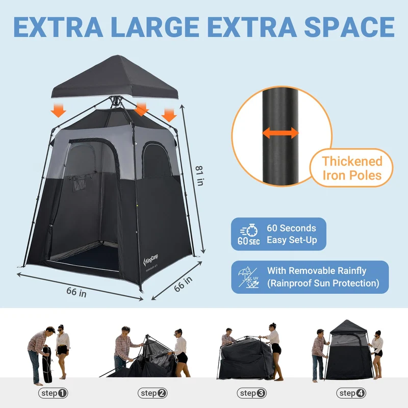 KingCamp Outdoor Shower Tents for Camping, Portable Instant Pop Up Privacy Tent