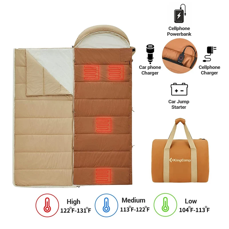 KingCamp Winner Heated Sleeping Bag with 3 Temperature