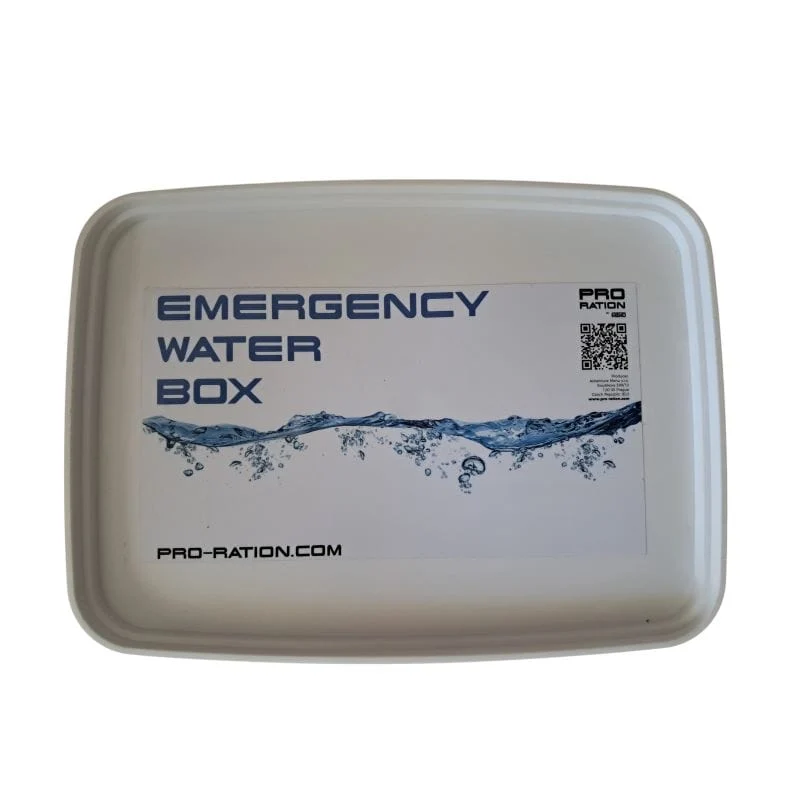 EMERGENCY WATER BOX | Inhalt 47 x 330ml Wasser Rationen