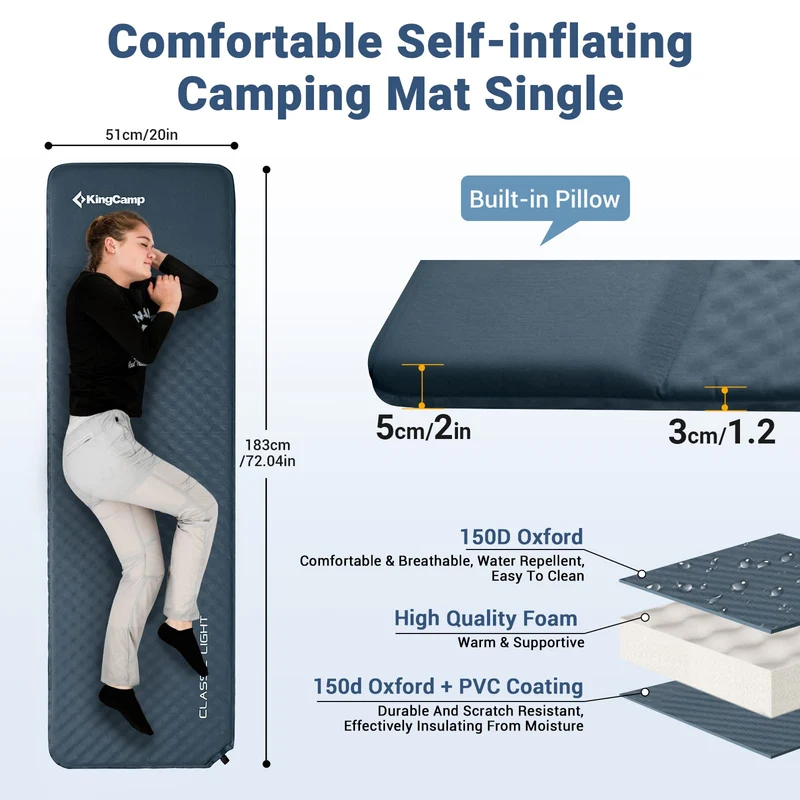 Self-Inflating Sleeping Pad with Pillow-L