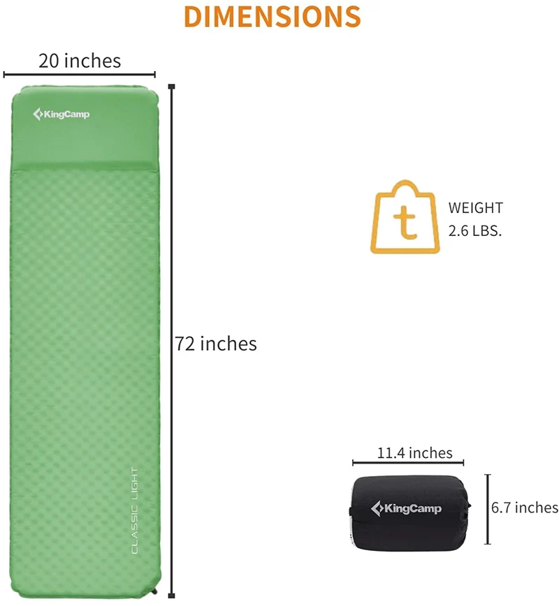 Self-Inflating Sleeping Pad with Pillow-L