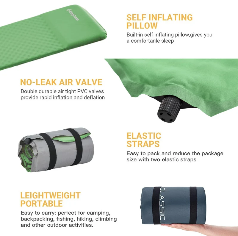 Self-Inflating Sleeping Pad with Pillow-L
