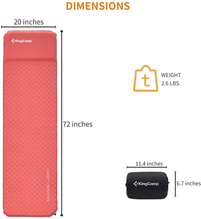 Self-Inflating Sleeping Pad with Pillow-L