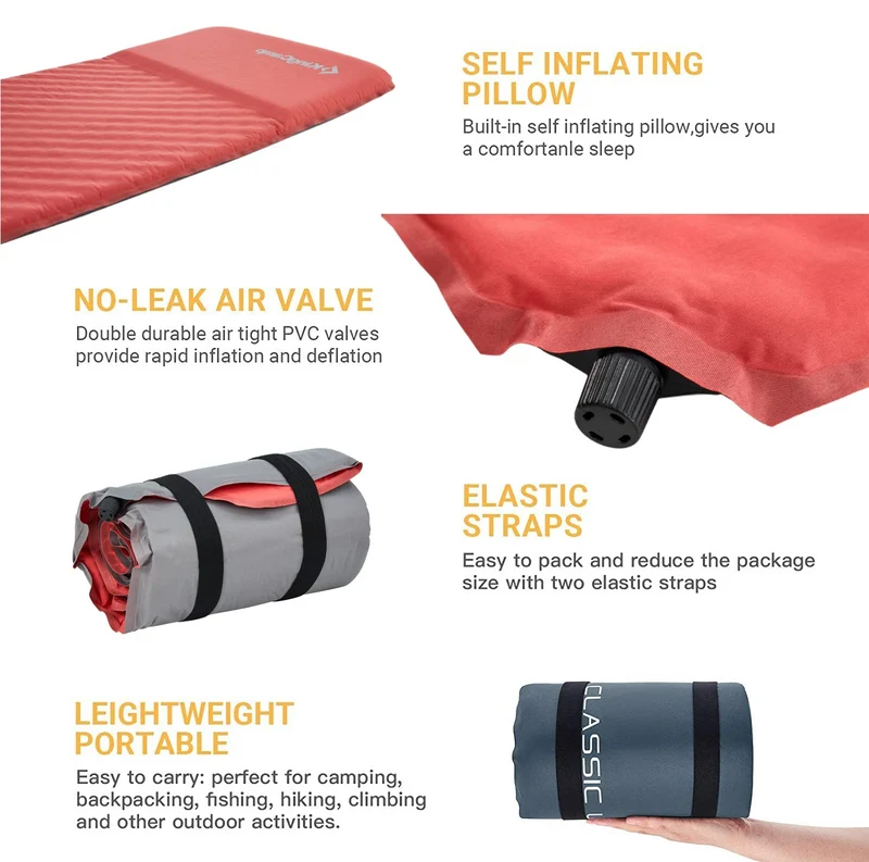 Self-Inflating Sleeping Pad with Pillow-L