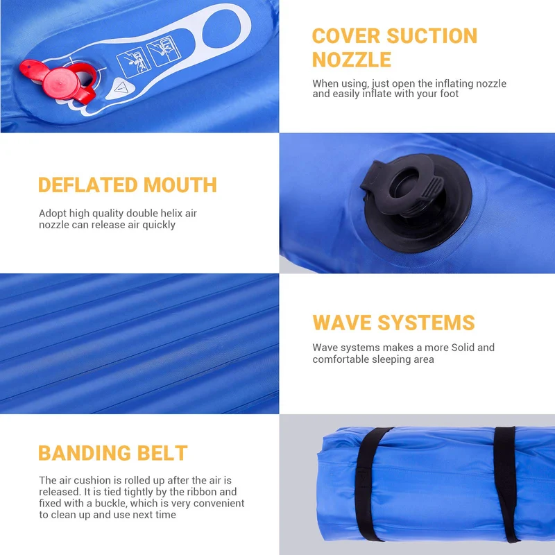 Inflatable Air Foot Press Sleeping Pad Single/Double
