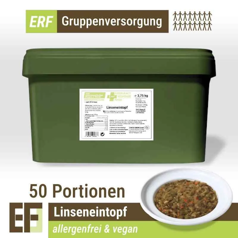 ERF Linseneintopf (3,75kg) (ESL) 2 x 25 Portionen | allergene-freie Notfallverpflegung