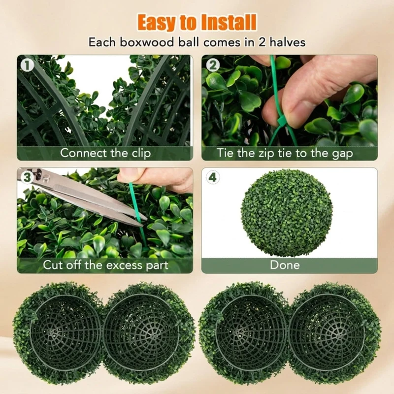 SUGIFT 2 Pieces 16 Inch Artificial Plant Boxwood Topiary Balls, Faux Greenery Spheres for Patio Garden Front Door Decor, Fake Boxwood, Green