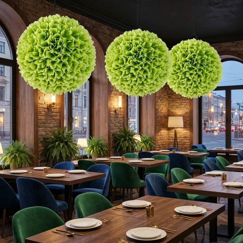 SUGIFT 2 Pieces Artificial Topiary Balls, Faux Boxwood Decorative Balls with Green Leaves for Indoor Outdoor Porch Wedding Centerpiece Decor, Green