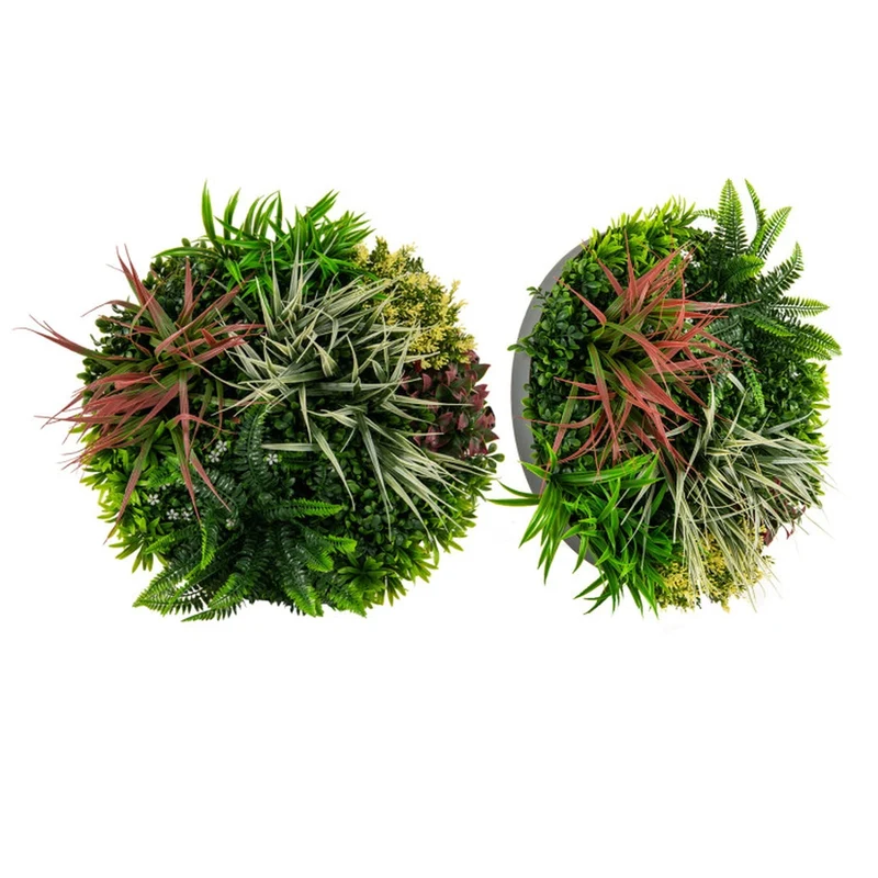 SUGIFT 2 Pack Square Framed Artificial Plant Foliage Wall Art, Faux Greenery Panels for Living Room Bedroom Wall Decor, Fake Boxwood, Green Brown