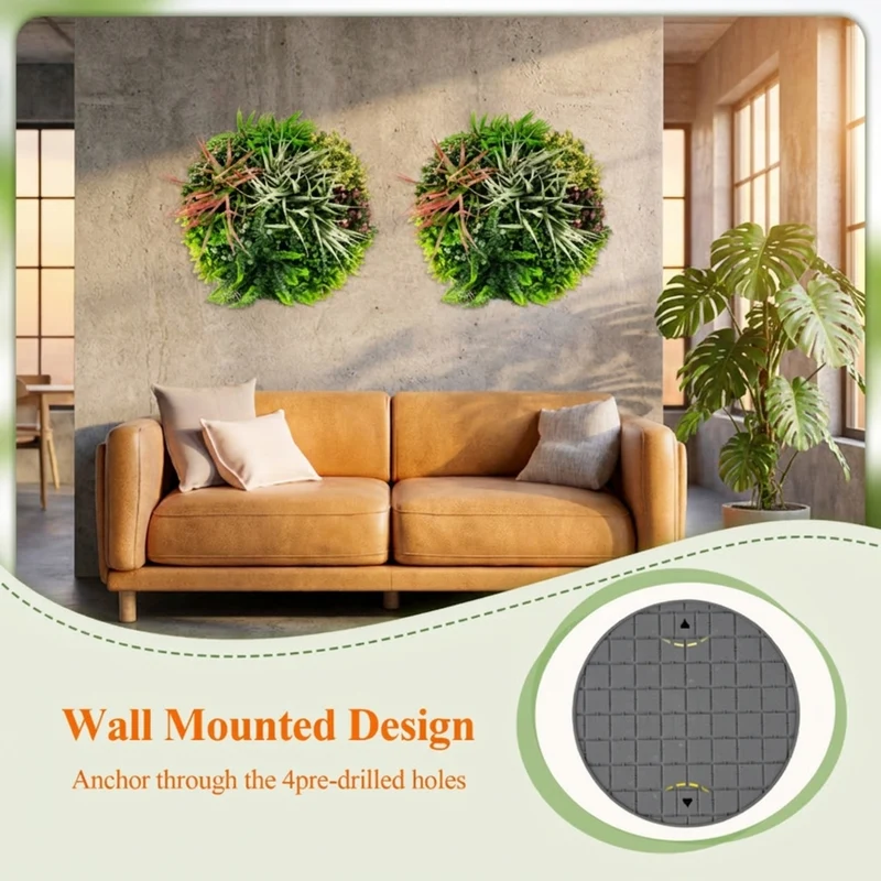 SUGIFT 2 Pack Square Framed Artificial Plant Foliage Wall Art, Faux Greenery Panels for Living Room Bedroom Wall Decor, Fake Boxwood, Green Brown