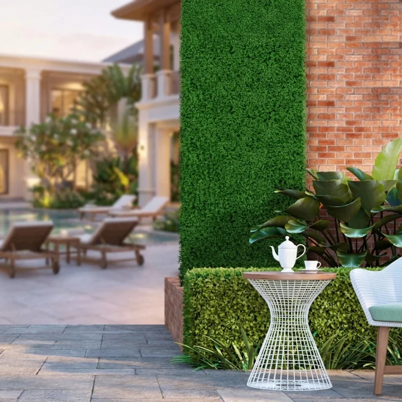 SUGIFT 12 Pieces Artificial Grass Wall Panels, 20 x 20 Inch Faux Greenery Hedge Panel for Outdoor Garden Yard Balcony Fence Backdrop Decor, Green