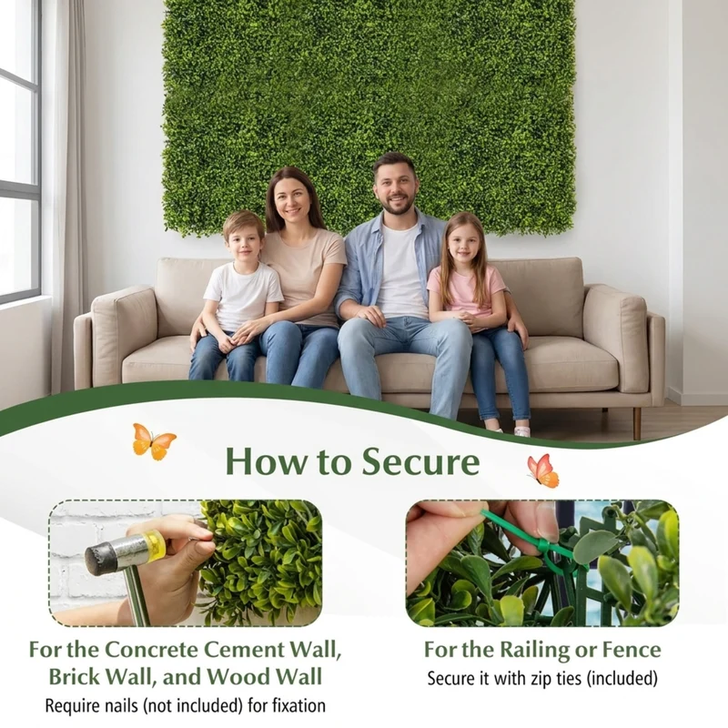 SUGIFT 12 Pieces 20 x 20 Inch Artificial Hedge Boxwood Panels, Faux Greenery Wall Panels for Indoor Outdoor Garden Fence Backdrop Decor, Green,