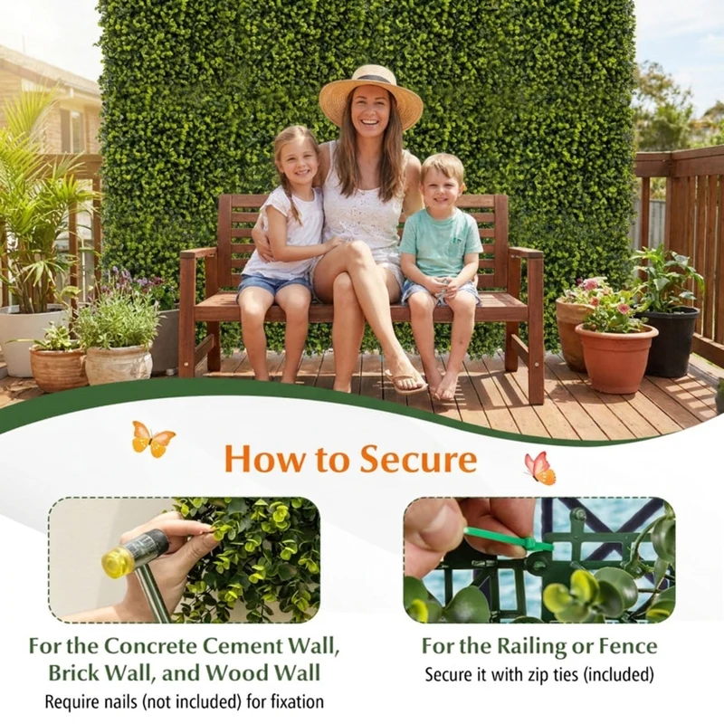 SUGIFT 12 Pack 20 x 20 Inch Artificial Hedge Eucalyptus Panels, Faux Greenery Wall Panels for Indoor Outdoor Garden Fence Backdrop Decor, Green