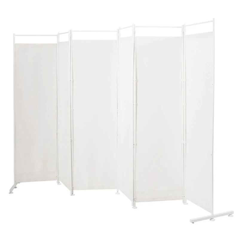 SUGIFT 6 Panel Room Divider Folding Privacy Screen, 72 Inch Freestanding Portable Room Divider with Fabric Panels for Bedroom Office, White