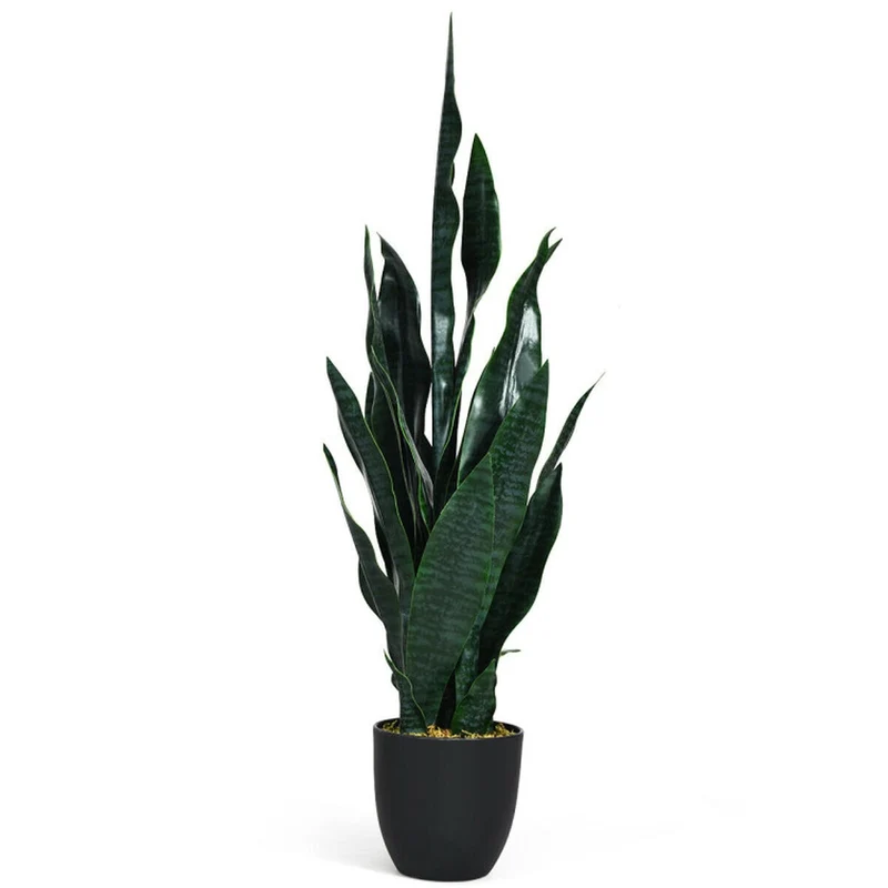 SUGIFT 35.5 Inch Artificial Snake Plant in Pot, Indoor Outdoor Faux Plant Fake Artificial Greenery for Home Office Floor Corner Decor, Green