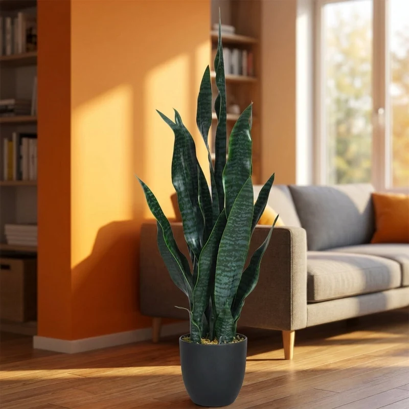 SUGIFT 35.5 Inch Artificial Snake Plant in Pot, Indoor Outdoor Faux Plant Fake Artificial Greenery for Home Office Floor Corner Decor, Green