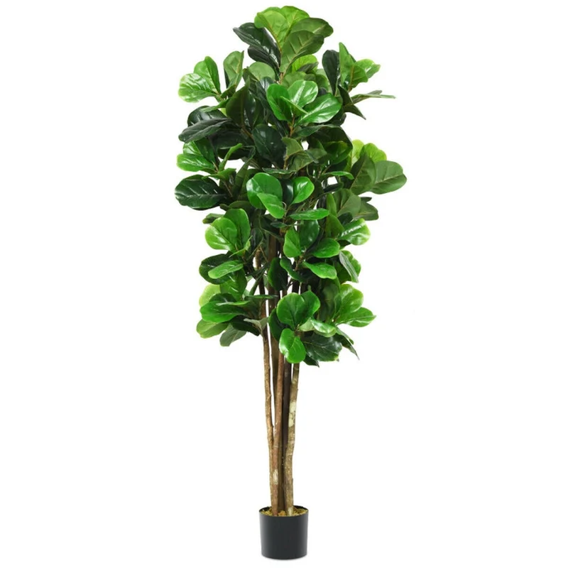 SUGIFT 6 Feet Artificial Plant Faux Tree with Decorative Planter, Indoor Outdoor Artificial Greenery for Home Living Room Office Corner Decor, Green
