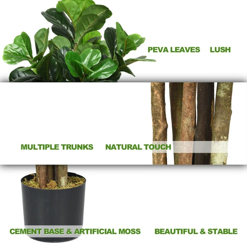 SUGIFT 6 Feet Artificial Plant Faux Tree with Decorative Planter, Indoor Outdoor Artificial Greenery for Home Living Room Office Corner Decor, Green