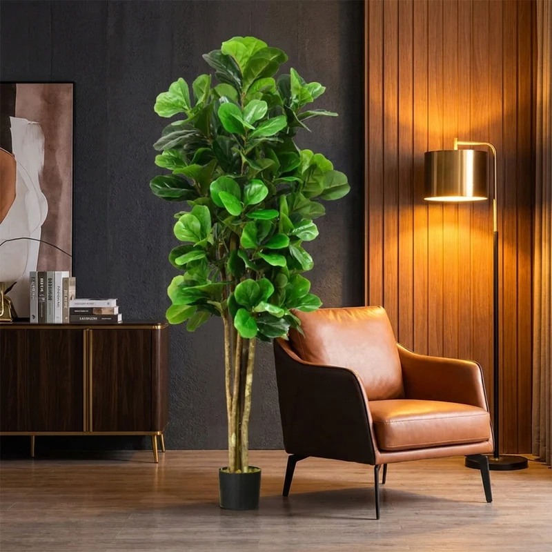 SUGIFT 6 Feet Artificial Plant Faux Tree with Decorative Planter, Indoor Outdoor Artificial Greenery for Home Living Room Office Corner Decor, Green