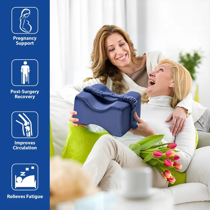 SUGIFT Memory Foam Knee Pillow for Side Sleepers, Ergonomic Leg and Hip Support, Washable Cover