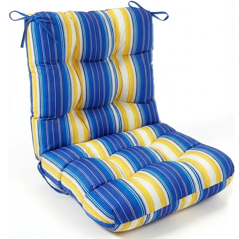 SUGIFT High Back Tufted Chair Cushion with Ties, Thick Padded Seat and Back Pad for Patio Dining