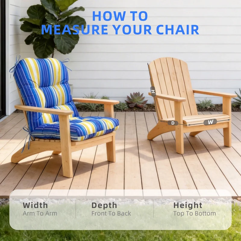 SUGIFT High Back Tufted Chair Cushion with Ties, Thick Padded Seat and Back Pad for Patio Dining