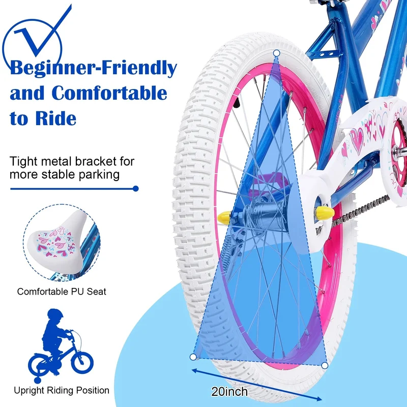 SUGIFT 20 in. Girl Kids Bike for Girls Ages 5-12 Years, Blue