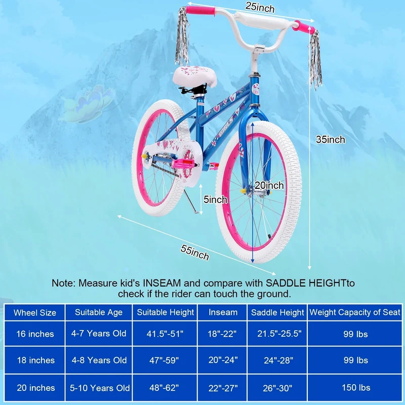 SUGIFT 20 in. Girl Kids Bike for Girls Ages 5-12 Years, Blue