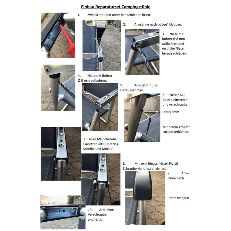 Reparatursets für California-Stühle