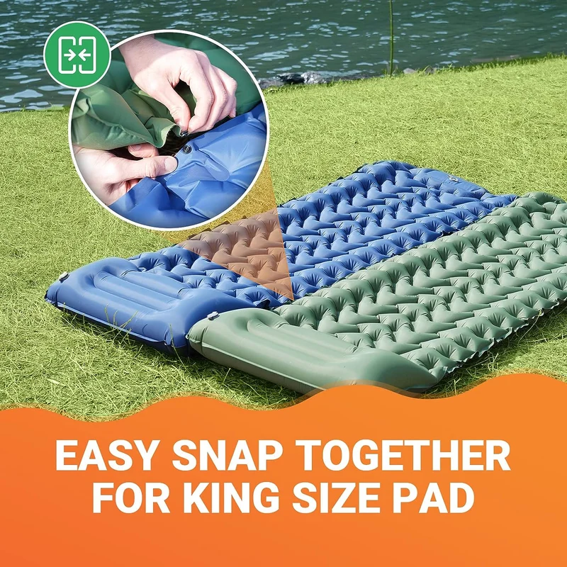 Inflatable Sleeping Pad with Pillow & Built-in Pump