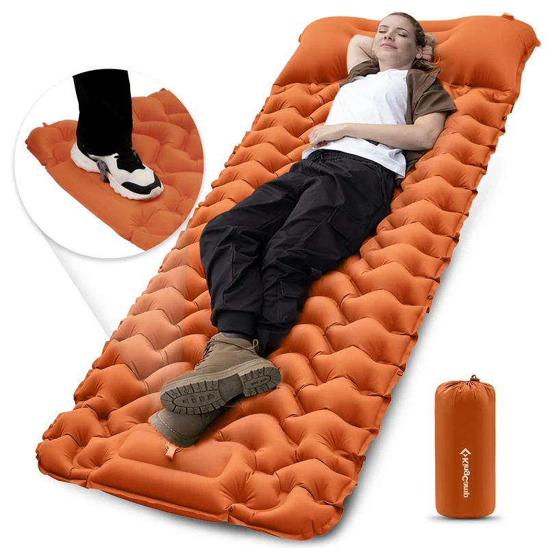 Inflatable Sleeping Pad with Pillow & Built-in Pump