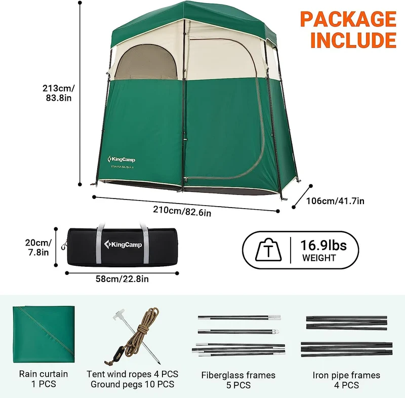 Double Room Shower Tent with Solar Shower Set