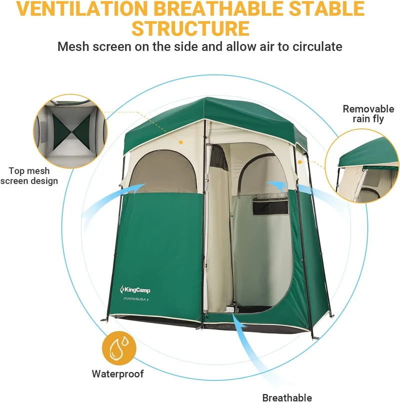 Double Room Shower Tent with Solar Shower Set