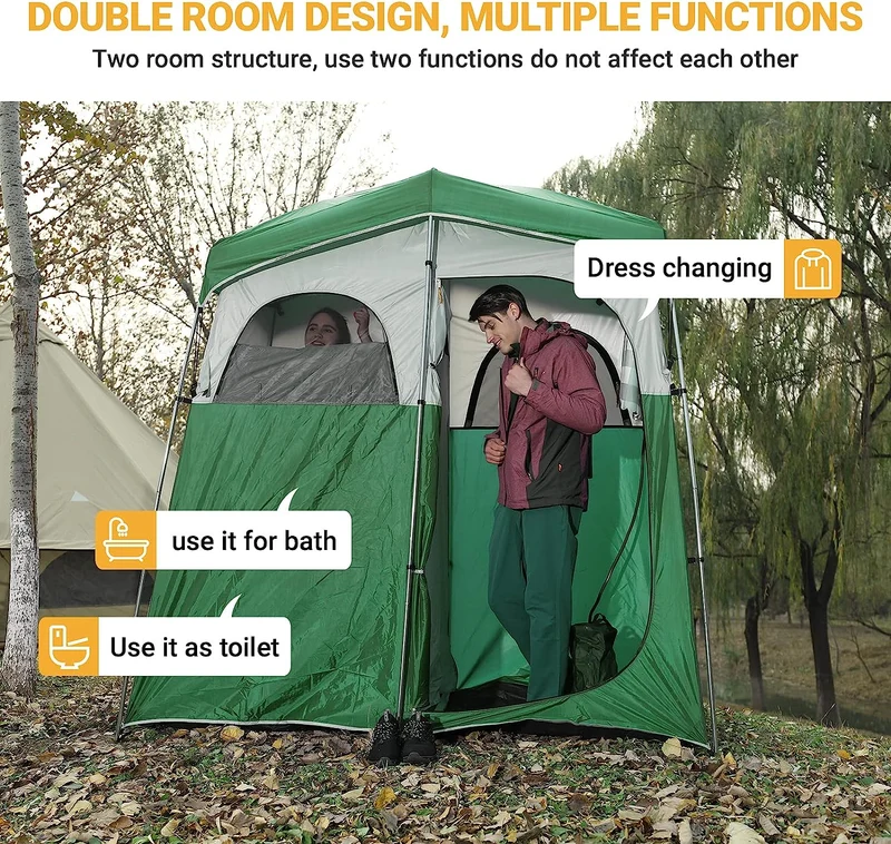 Double Room Shower Tent with Solar Shower Set