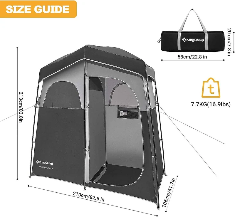 Double Room Shower Tent with Solar Shower Set