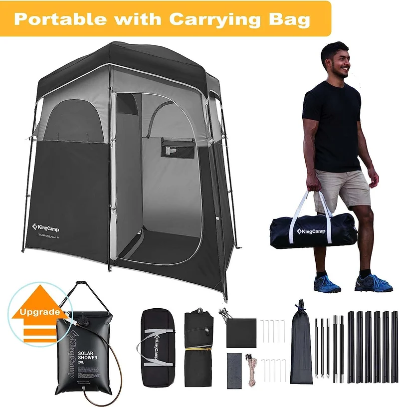 Double Room Shower Tent with Solar Shower Set