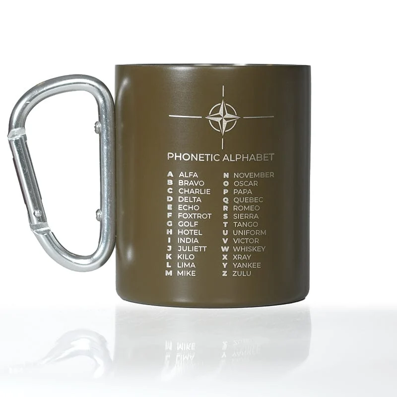 Edelstahl Tasse Becher mit Karabinergriff Taktisch-Outdoor oder Feuerwehr FireFighter