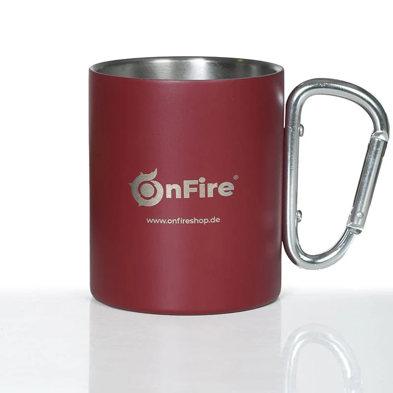 Edelstahl Tasse Becher mit Karabinergriff Taktisch-Outdoor oder Feuerwehr FireFighter