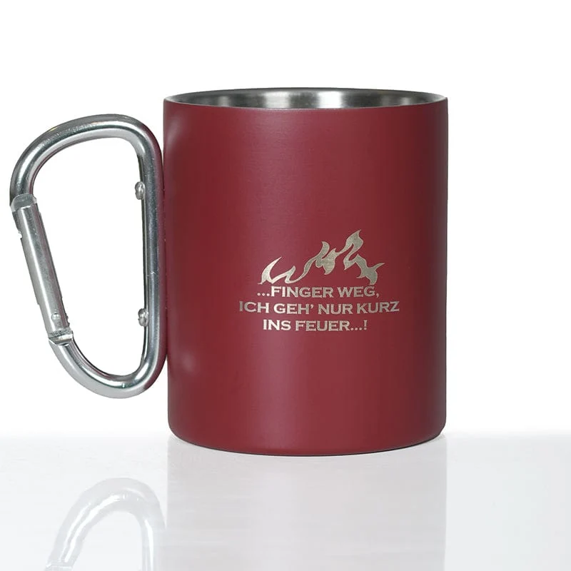 Edelstahl Tasse Becher mit Karabinergriff Taktisch-Outdoor oder Feuerwehr FireFighter
