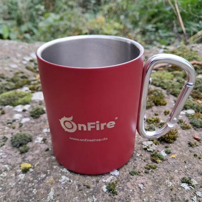 Edelstahl Tasse Becher mit Karabinergriff Taktisch-Outdoor oder Feuerwehr FireFighter