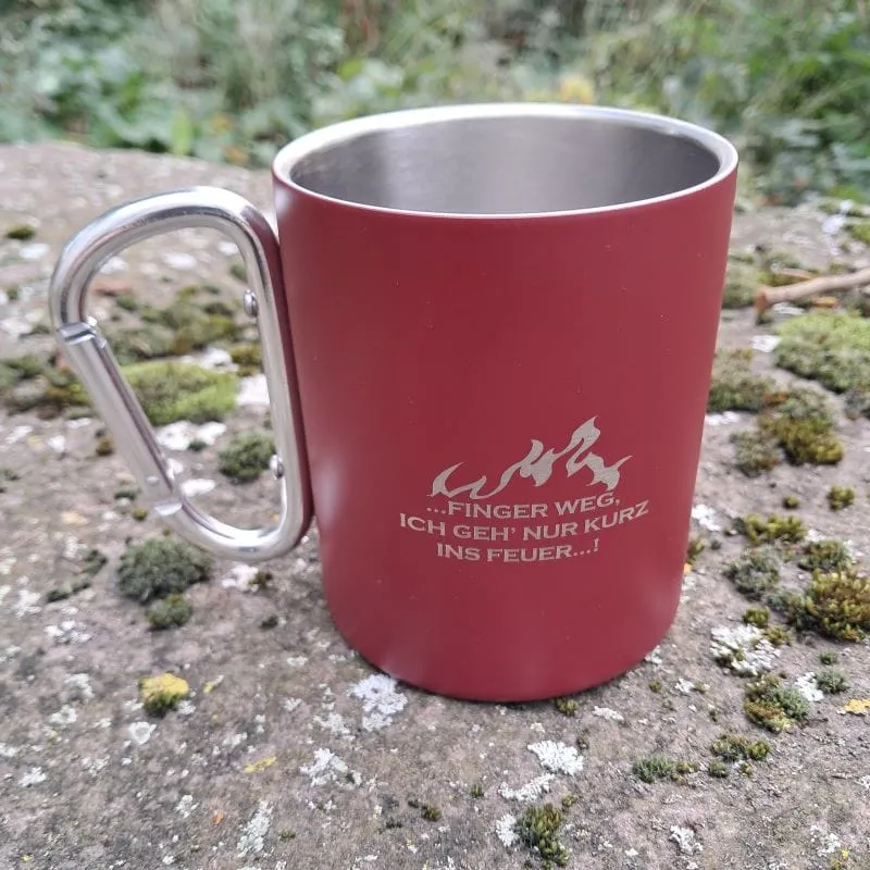 Edelstahl Tasse Becher mit Karabinergriff Taktisch-Outdoor oder Feuerwehr FireFighter