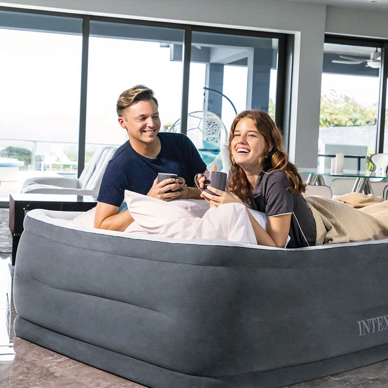 Luftbett Deluxe Comfort Plush HighRise, 152x203x56cm, mit FastFill Pumpe