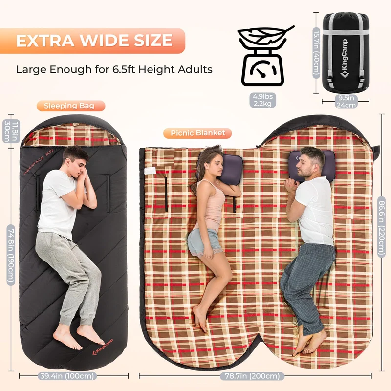 Wearable Flannel Camping Sleeping Bag- XL
