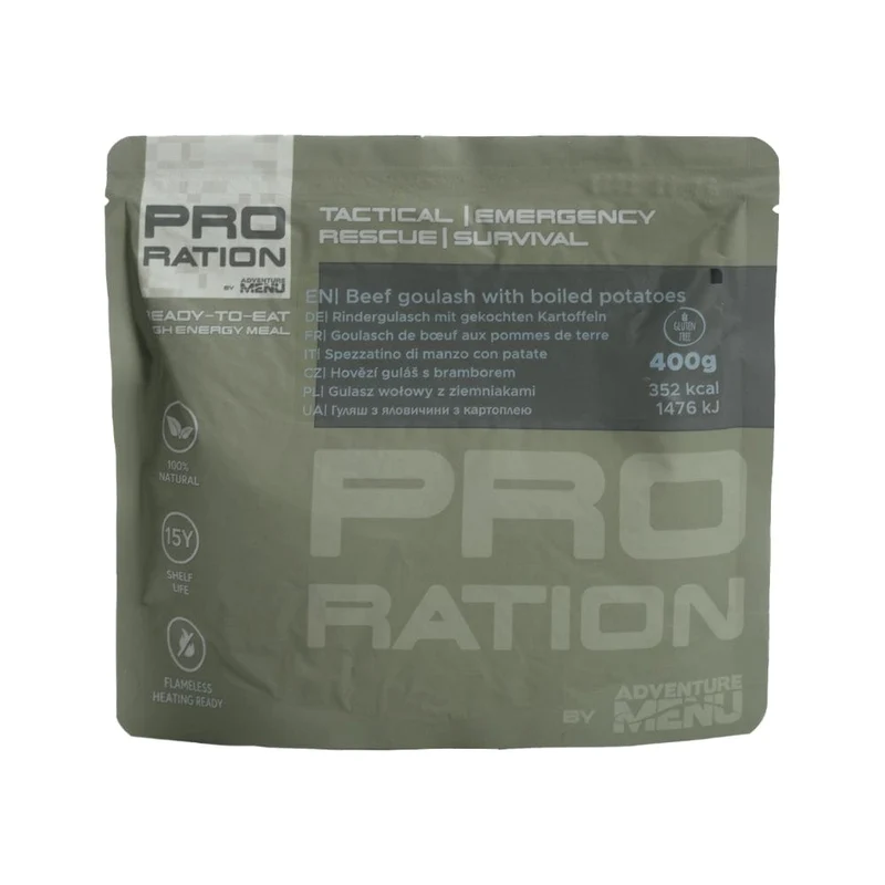 Rindergulasch mit gekochten Kartoffeln 400g tactical meal ready to eat