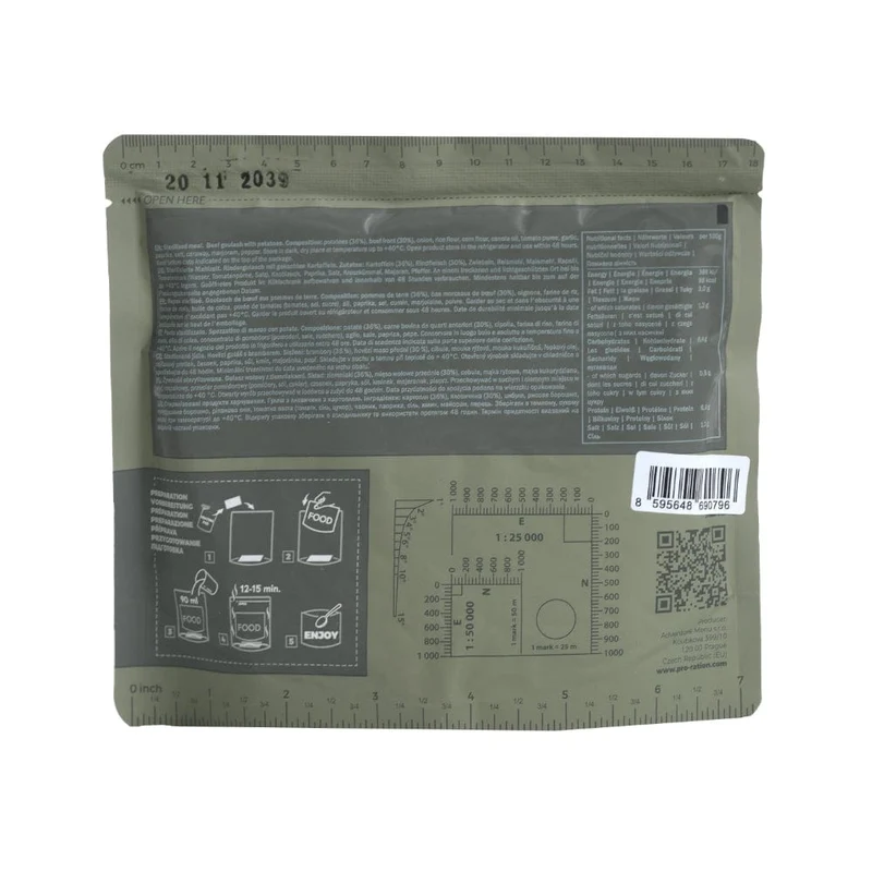 Rindergulasch mit gekochten Kartoffeln 400g tactical meal ready to eat