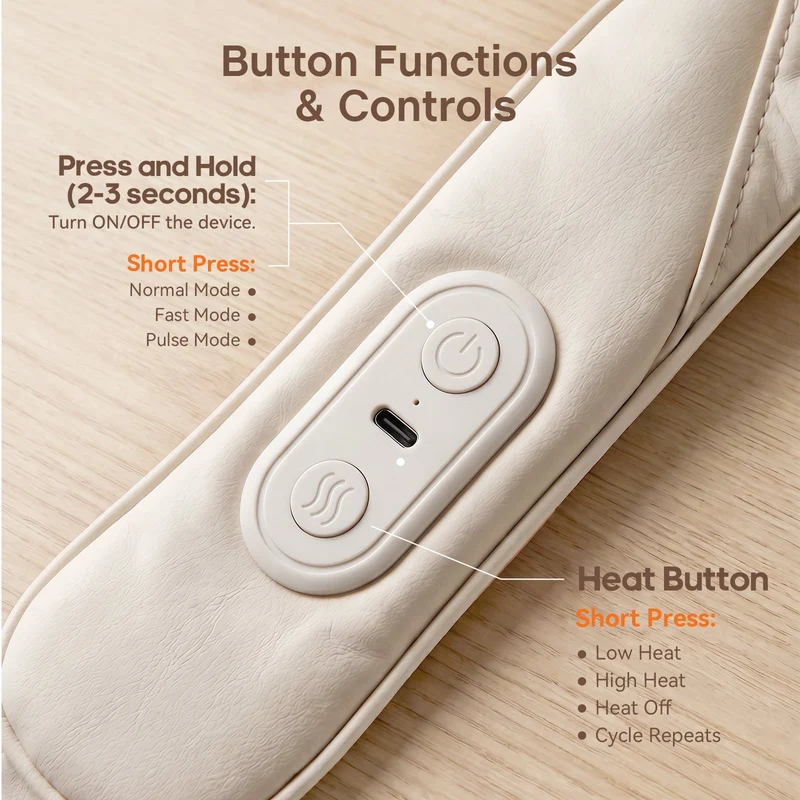 SUGIFT Cordless Shiatsu Neck and Shoulder Massager with Heat and Kneading Nodes for Home Office and Car Pain Relief, Gray