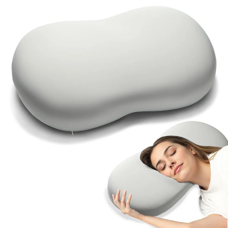 SUGIFT Cervical Memory Foam Pillow and Contour Neck Pillow with Cooling Ice Silk Cover for Side Sleeper Neck Pain Relief, Gray Green