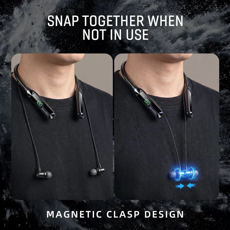 SUGIFT Wireless Headphones Bluetooth 6.0 Neckband with 200-Hour Playtime and Dual Device Connection for Office Gym and Commute, Black